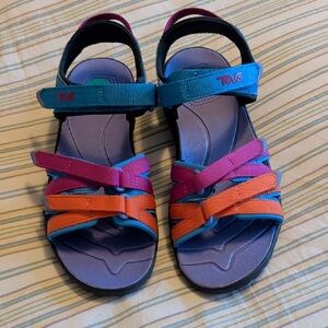 Teva Girl's Colorful Strap Sandals, Size 4